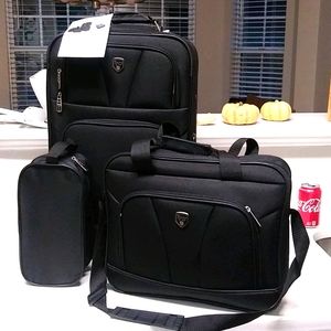 3-Piece Expandable Luggage Set, Black, (Dopp/Tote/20)